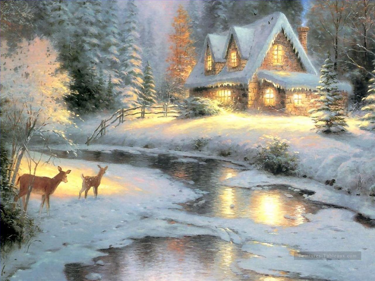 Deer Creek Cottage TK Christmas Peintures à l'huile